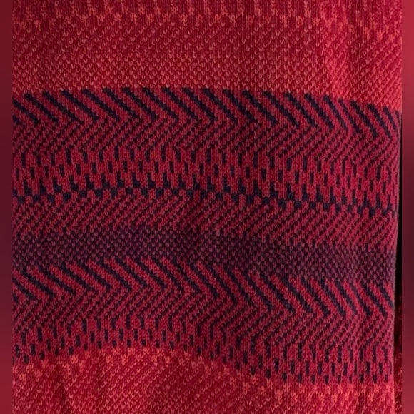 CAbi Joy Open Front Sweater Knit Cardigan Red W/ Navy Blue Accent - Picture 9 of 9